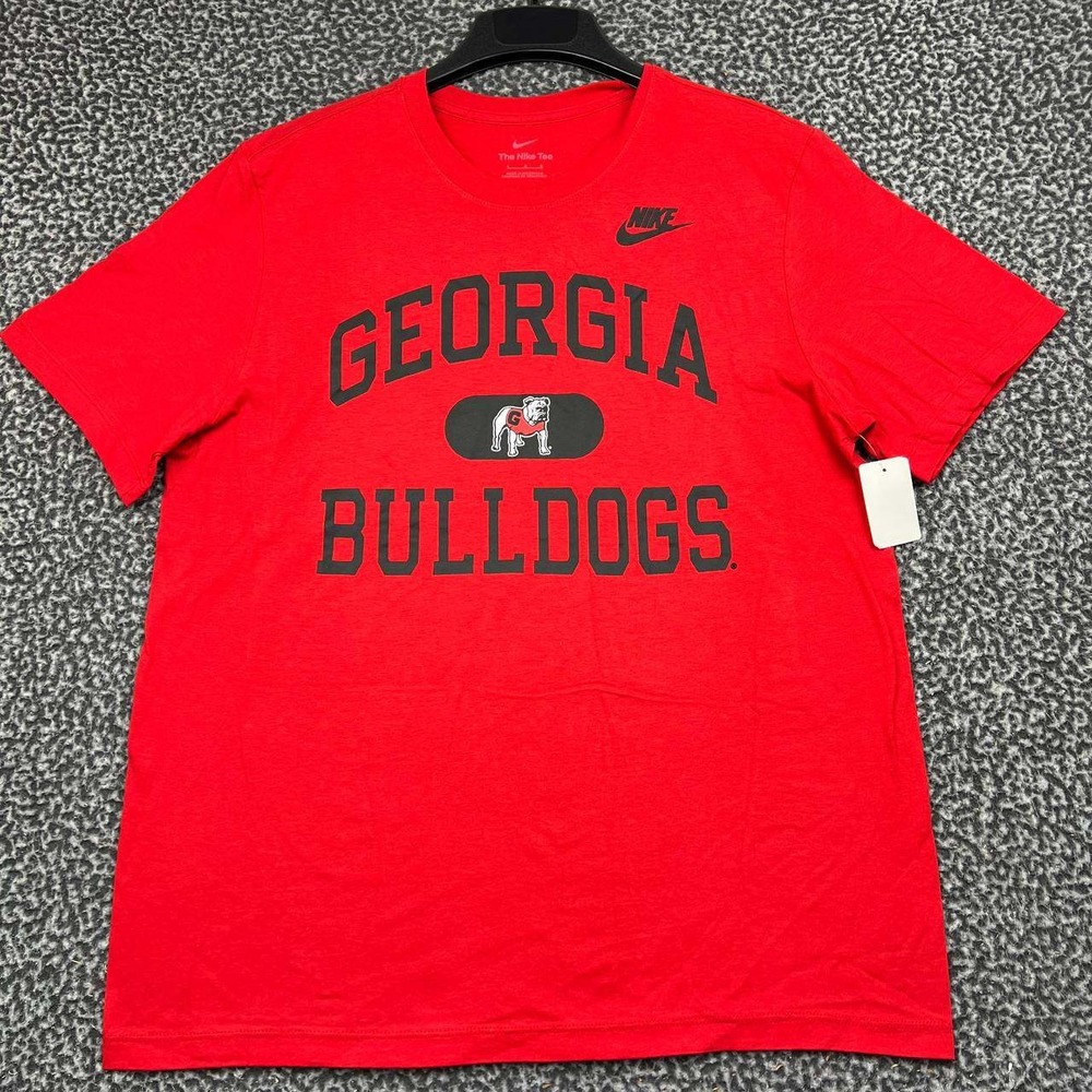 Nike Georgia Bulldogs NCAA Shirt Men Large Red Short Sleeve Cotton New L